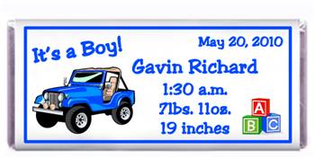 Birth Announcement Jeep Candy Bar