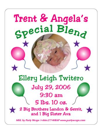 Birth Announcement Photo Balloons Label