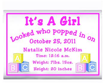 Birth Announcement Girl Popcorn