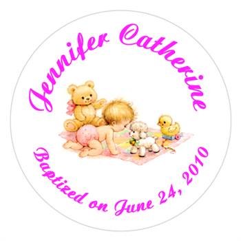 Christening Crawling Baby Label