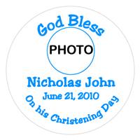 Christening Boy Photo Label