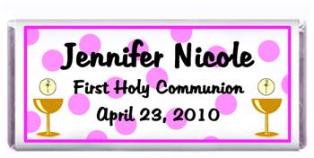 Communion Polka Dots Pink Candy Bar