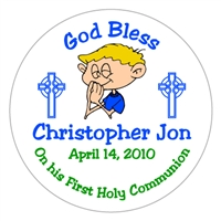 Communion Cartoon Boy Label