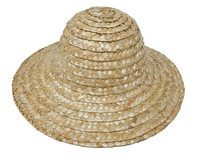 12" Round Natural Straw Sun Hat for Dolls