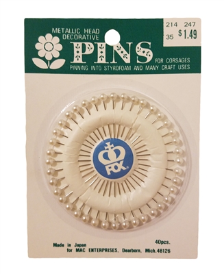 1" White Pearl Florist Pins 40pcs