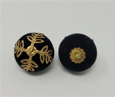 20mm Gold Filigree Capped Black Velvet Beads, 2 ct