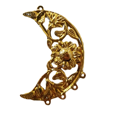 Filigree Floral Crescent Moon Gold Tone Metal Jewelry Findings