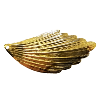 Gold Tone Metal Scalloped Leaf Stamping Charm
