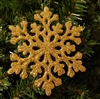 Gold Sparkly Glittery Plastic Snowflake Christmas Tree Ornaments (12 pcs)