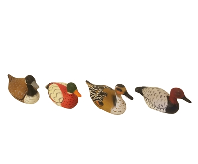 Set of 4 Miniature 3" Artificial Plastic Ducks / Mallards