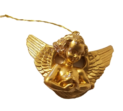 2" Miniature Gold Cherub Angel Holding Bird Christmas Ornament