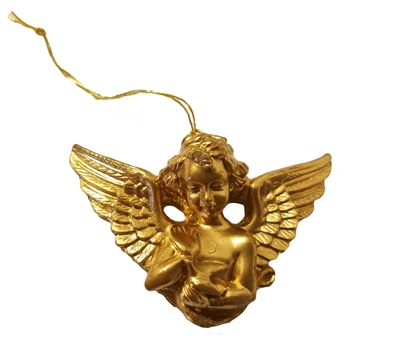 2" Miniature Gold Cherub Angel Petting Bird Christmas Ornament