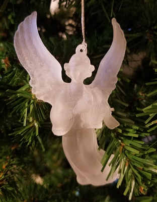 4" Frosted Plastic Angel Christmas Ornament