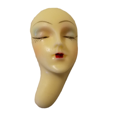 Closed Eyes Lady Poly Porcelain Resin Deco Face Cameo Head