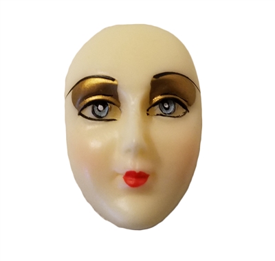 Lady with Gold Eye Shadow Poly Porcelain Face Cameo Head
