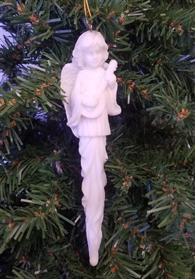 6" White Porcelain Angel with Lyre Icicle Christmas Ornament