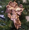 6" Antiqued Gold Angel with Violin Christmas Ornament