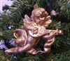 4" Antiqued Gold Cherub Angel with Guitar Christmas Ornament