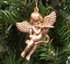 2" Gold Plastic Angel with Flute Christmas Ornament