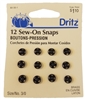 Dritz Sew-On Snaps, Size/No. 3/0, 12 per card