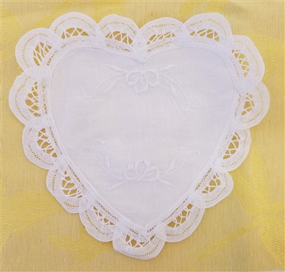 8" Battenburg Lace White Cotton Heart Shape Crochet Doilies, 12 ct