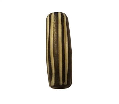 24mm Black & White Striped Hand-Carved Genuine Bone Horn Beads, 4 ct Bag