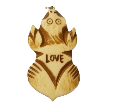 "Love" Animal Hand-Carved Genuine Bone Bead Pendant