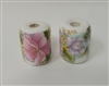 19mm Oval Painted Ceramic Floral Beads, 4 ct