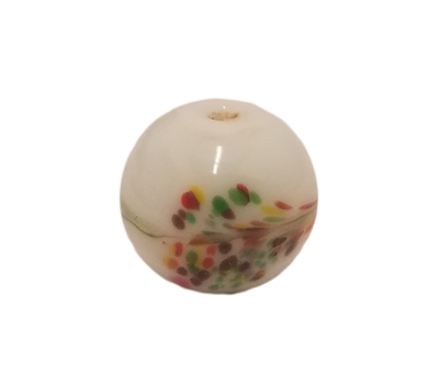 13mm White Hand-Painted Asian Oriental Glass Beads, 8ct Bag