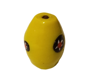 27mm Oval Yellow Sun Pattern Handmade Glass Beads, 4ct Bag