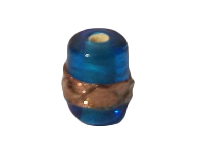 10mm Barrel Turquoise & Gold Glass Beads, 8 ct Bag