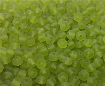 5mm Frosted Green Glass Rocaille Beads, 500 ct Bag