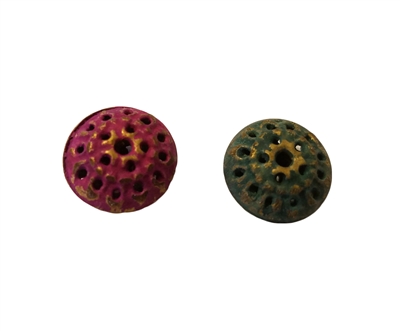 16mm Textured Metal Disc/Saucer Shaped Beads, 8 ct Bag