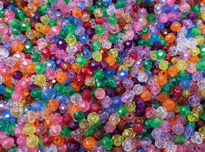 4mm Round Faceted Plastic Beads, 2,000 ct Bag