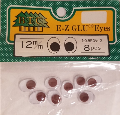 Pack of Brown 12mm Oval Wiggle Googly Eyes