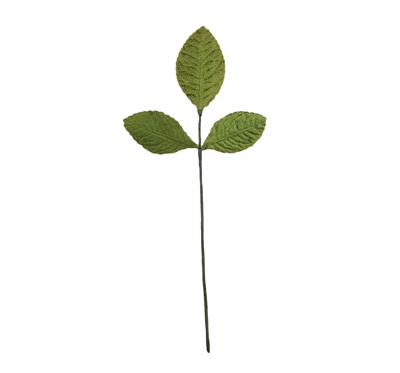 Green Velvet Leaf Artificial Leaves on Wire Stem (12 pcs)