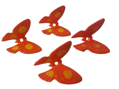 Set of 4 Orange Plastic Butterfly Beads