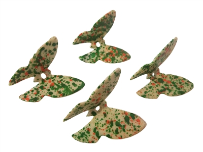 Set of 4 Green Speckled Plastic Butterfly Beads