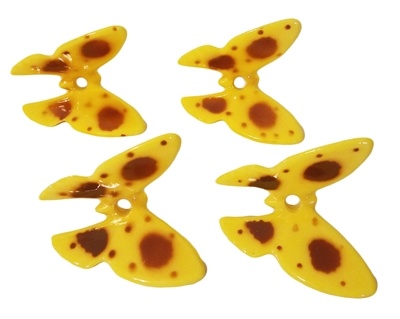 Set of 4 Yellow Speckled Plastic Butterfly Beads