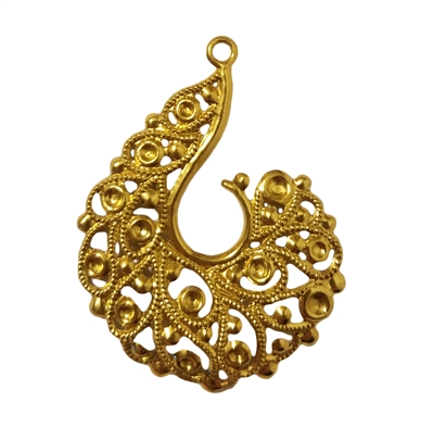 Filigree Spiral Scroll Gold Tone Metal Charm