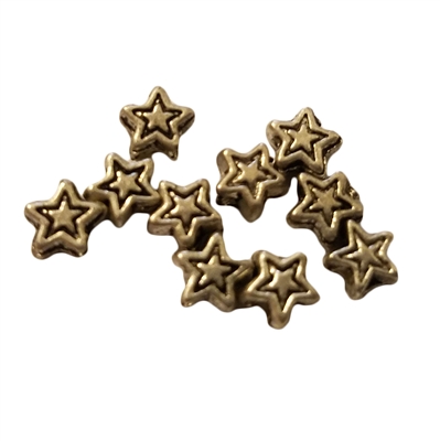 Star Shaped Silver Pewter Charms Beads, 10 ct