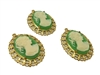 18mm x 25mm Resin Victorian Lady Cameos with Gold Lace Filigree Oval Frame Settings, Pack of 3