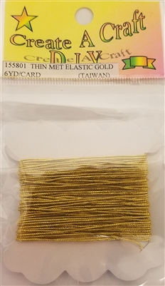 Create A Craft D.I.Y. 0.5 mm Metallic Gold Thin Elastic Cord 6 YD/Card