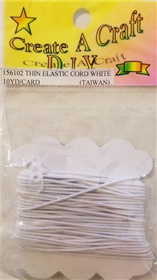 Create A Craft D.I.Y. 1 mm White Elastic Bracelet Jewelry Cord 10 YD/Card
