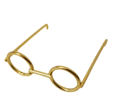 Pair of 2" Gold Metal Wire Rim Eye Glasses for Dolls