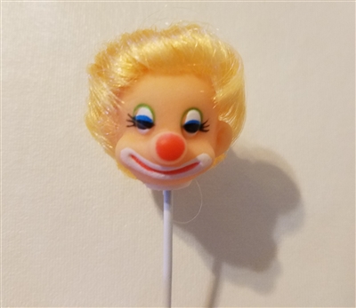 1" Clown Vinyl Doll Head on Wire Pick Stem