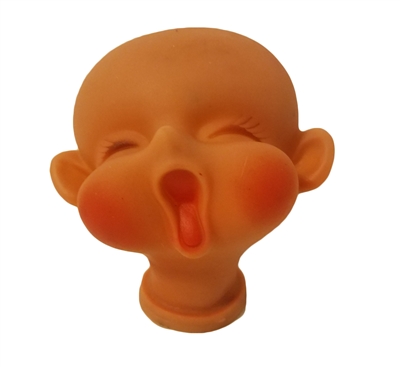 3" Black African American Yawning Baby Vinyl Doll Head