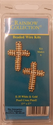 White & Gold Pearl Cross Pins Beaded Wire Kit