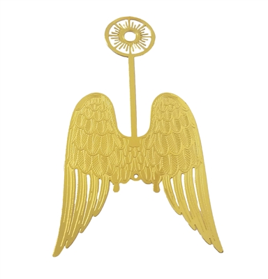 Pair of 4" Gold Metal Filigree Angel Wings with Halo