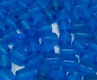 7mm Transparent Blue Glass Tube Beads, 12 ct Bag